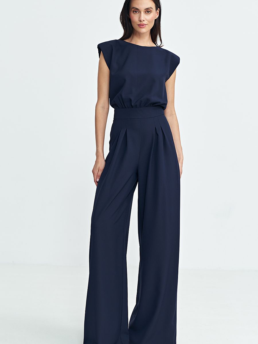 Combinaison palazzo Mireille, coloris bleu marine, photo 1