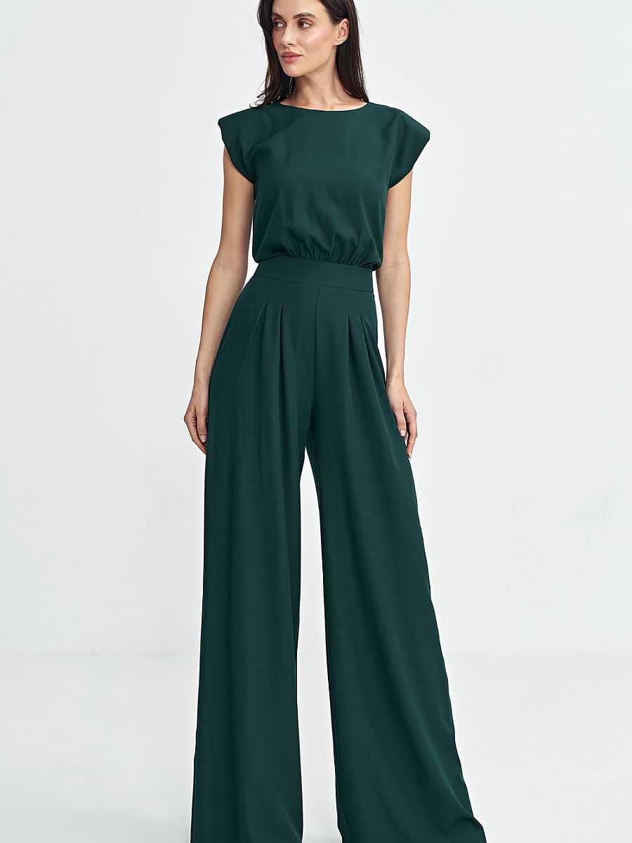 Combinaison palazzo Mireille, coloris vert sapin, photo 1