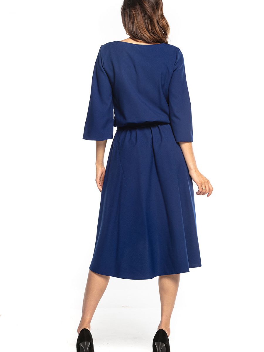 Robe Daphné asymétrique, coloris bleu marine, photo 2