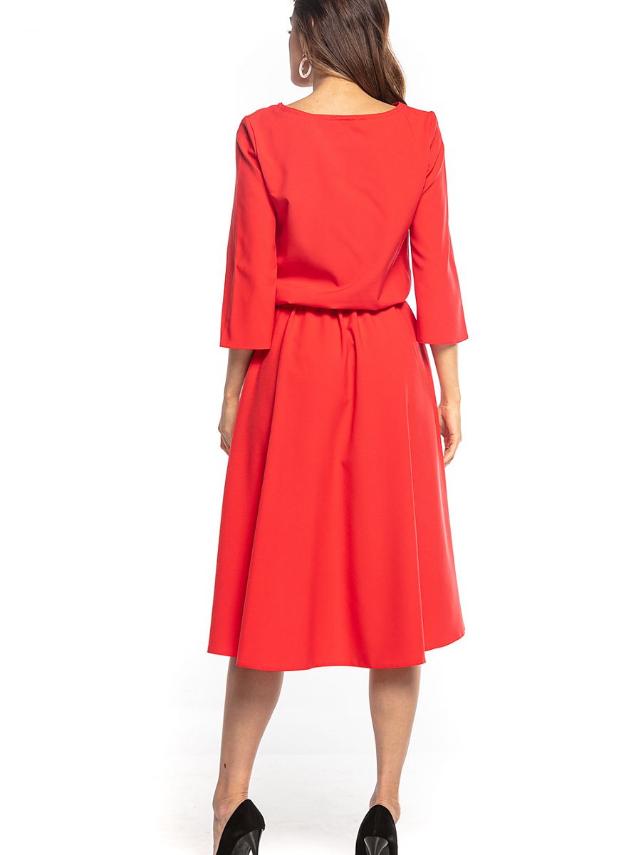 Robe Daphné asymétrique, coloris rouge, photo 2