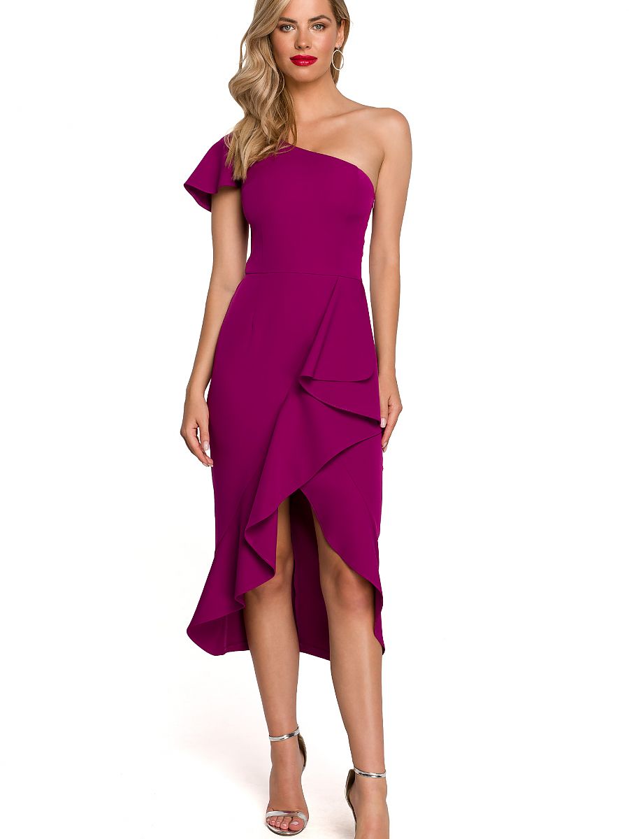 Robe Ophélie asymétrique, coloris violet, photo 1