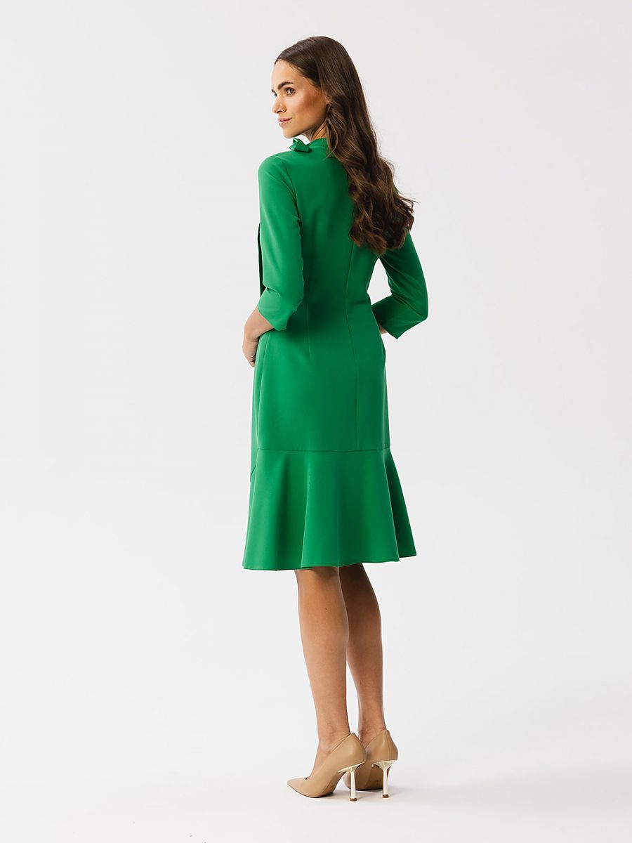 Robe Solène col lavallière, coloris vert, photo 2