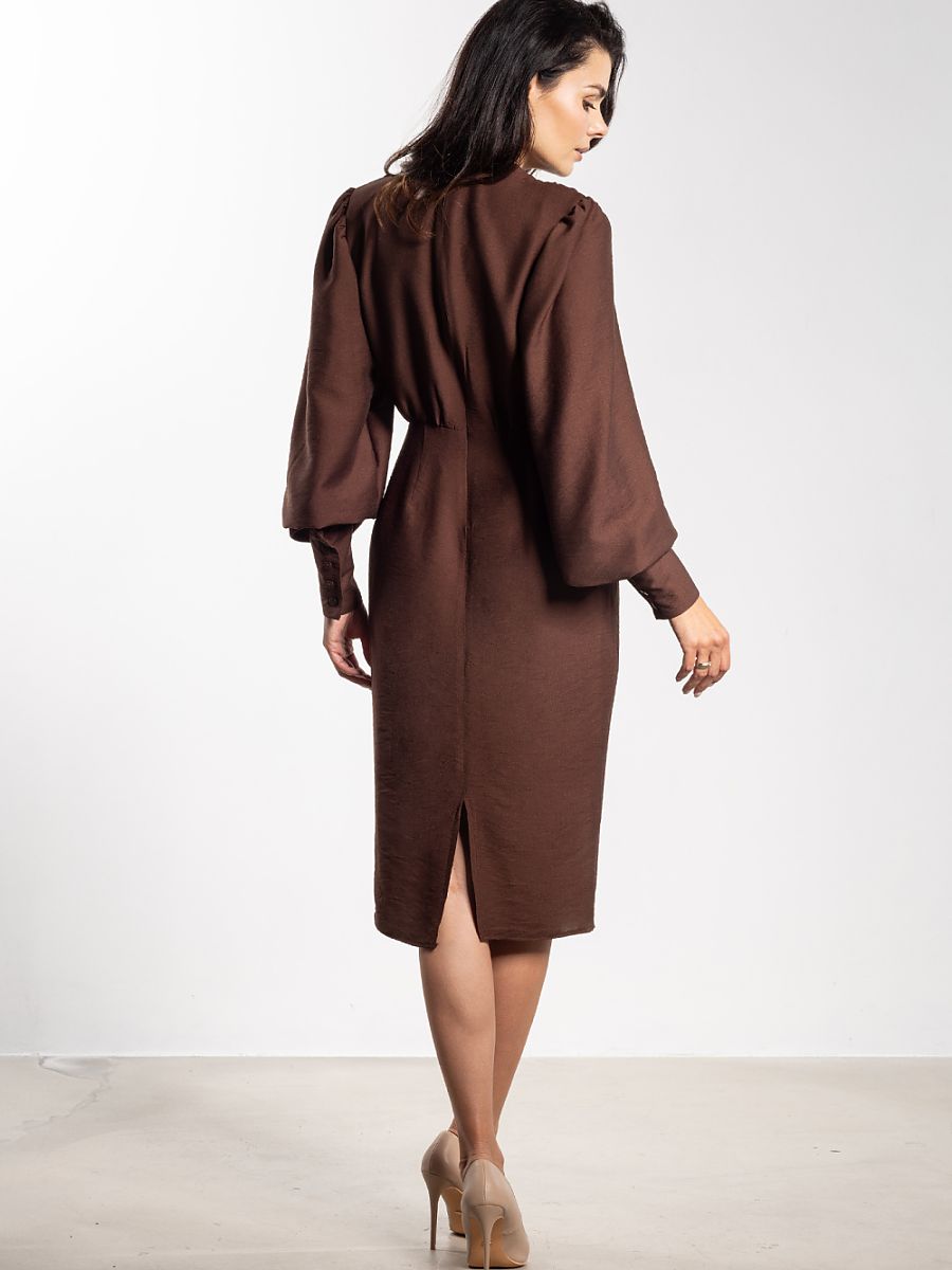 Robe Bérénice drapée, coloris chocolat, photo 3