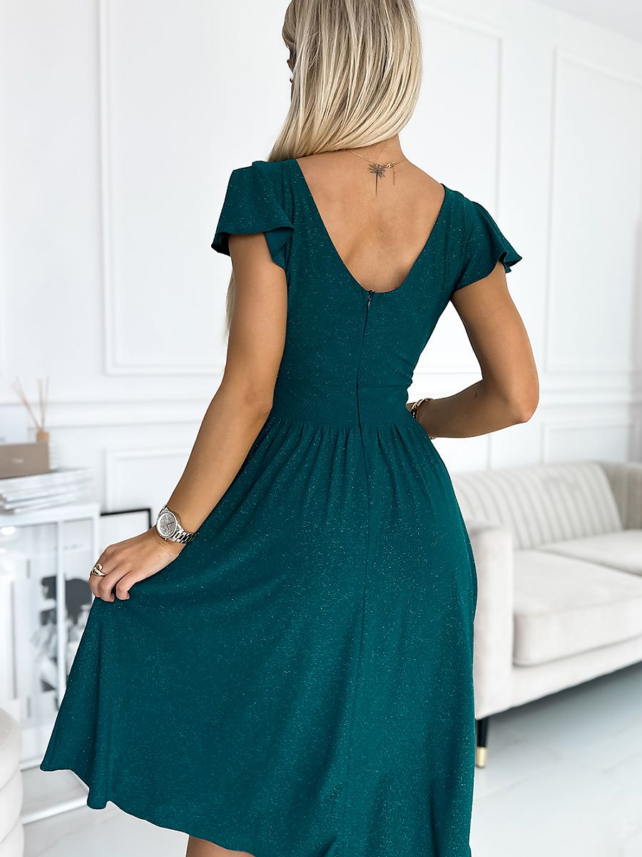 Robe Laure brillante, coloris vert émeraude, photo 3