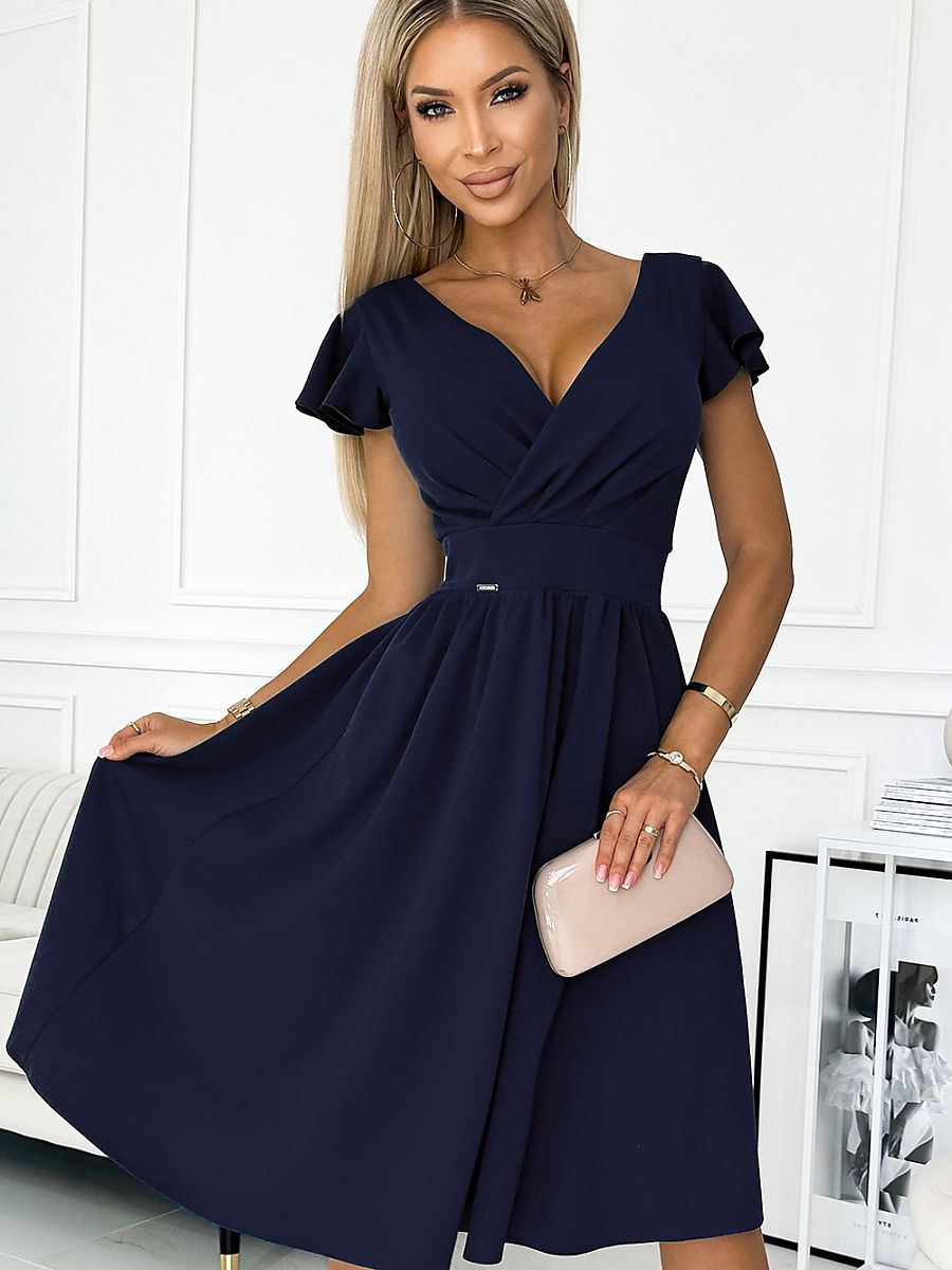 Robe Laure cache-cœur, coloris bleu marine, photo 2