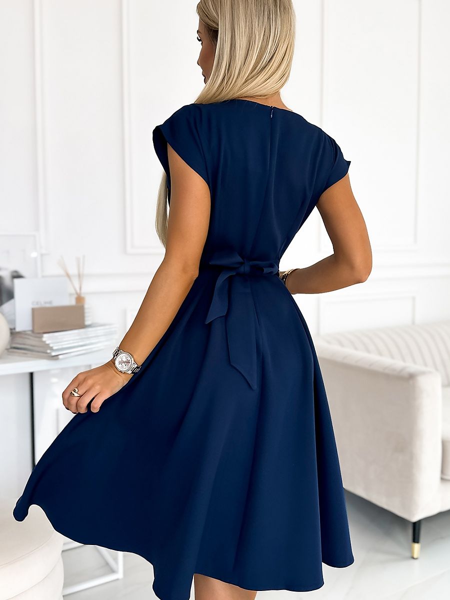 Robe Scarlett ceinturée, coloris bleu marine, photo 3