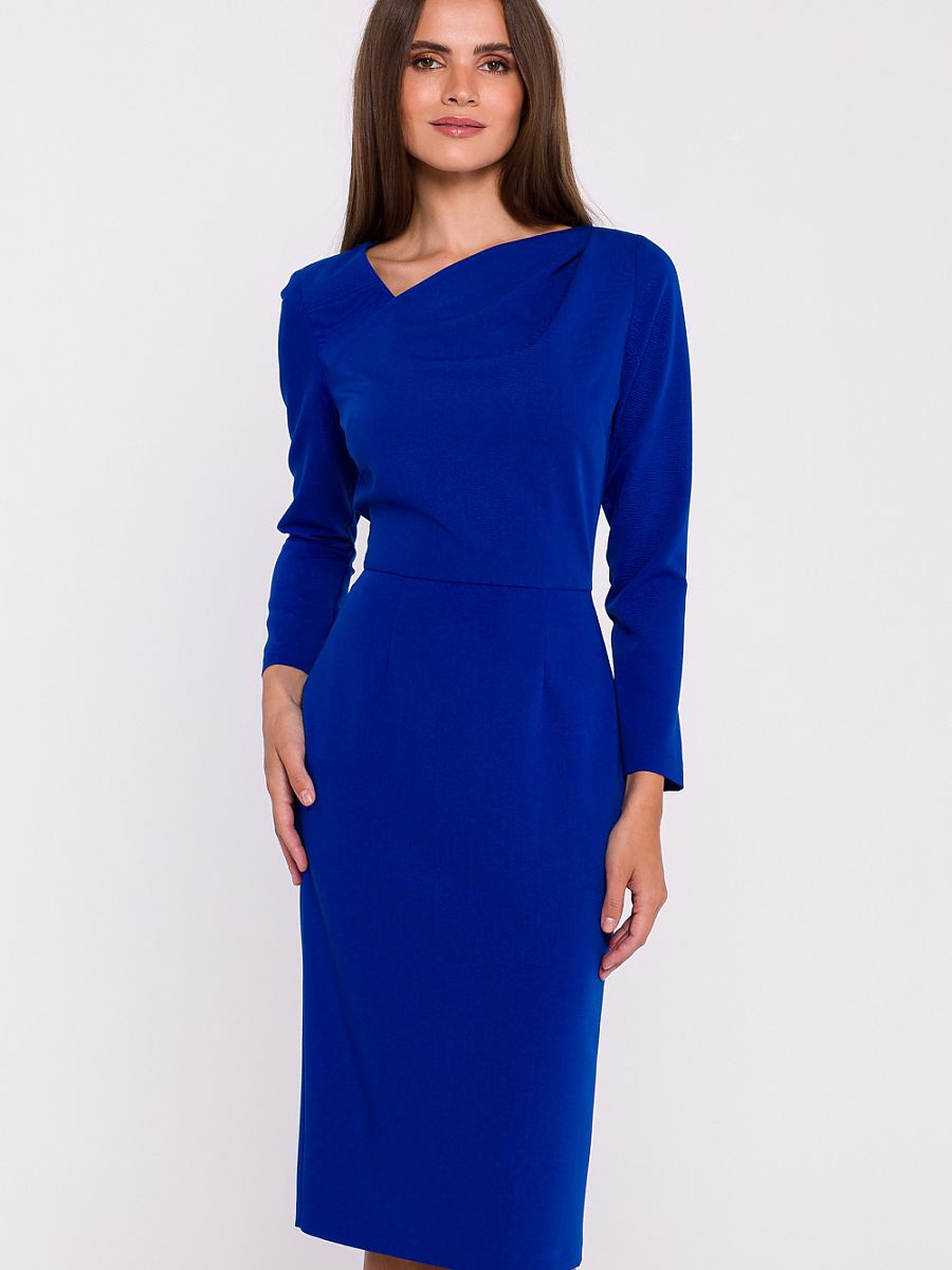 Robe fourreau Aurélie, coloris bleu roi, photo 1
