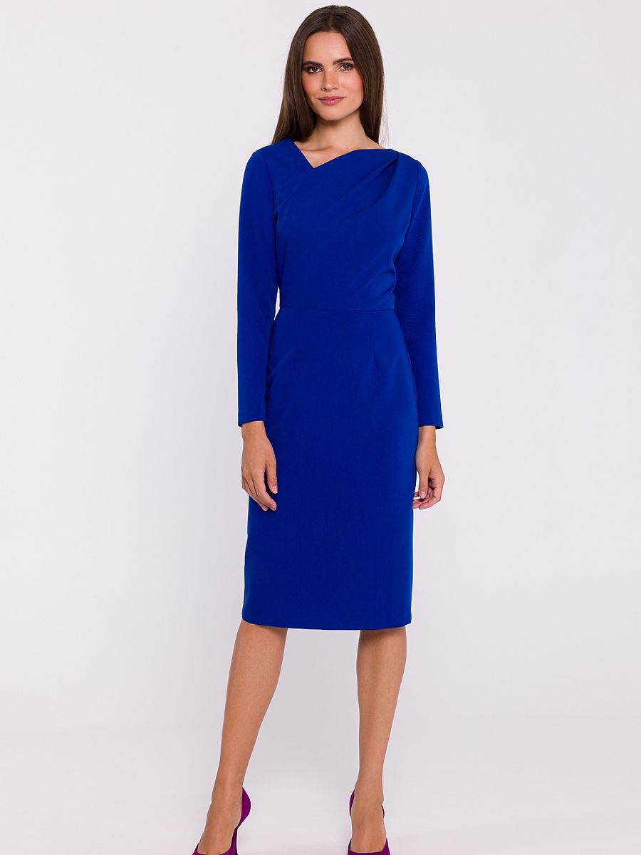 Robe fourreau Aurélie, coloris bleu roi, photo 2