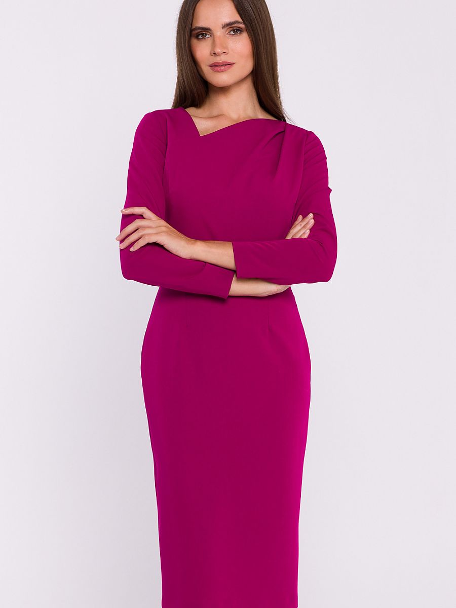 Robe fourreau Aurélie, coloris fuchsia, photo 1