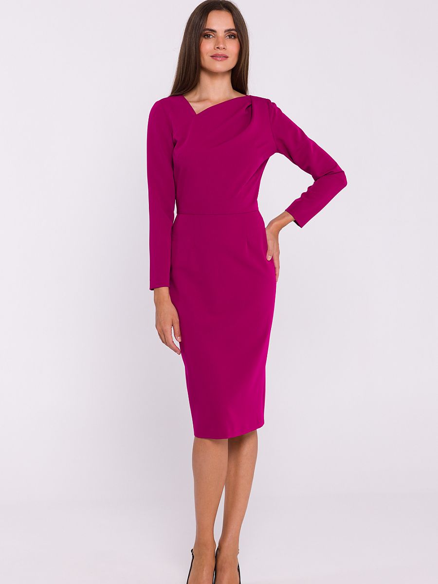 Robe fourreau Aurélie, coloris fuchsia, photo 2