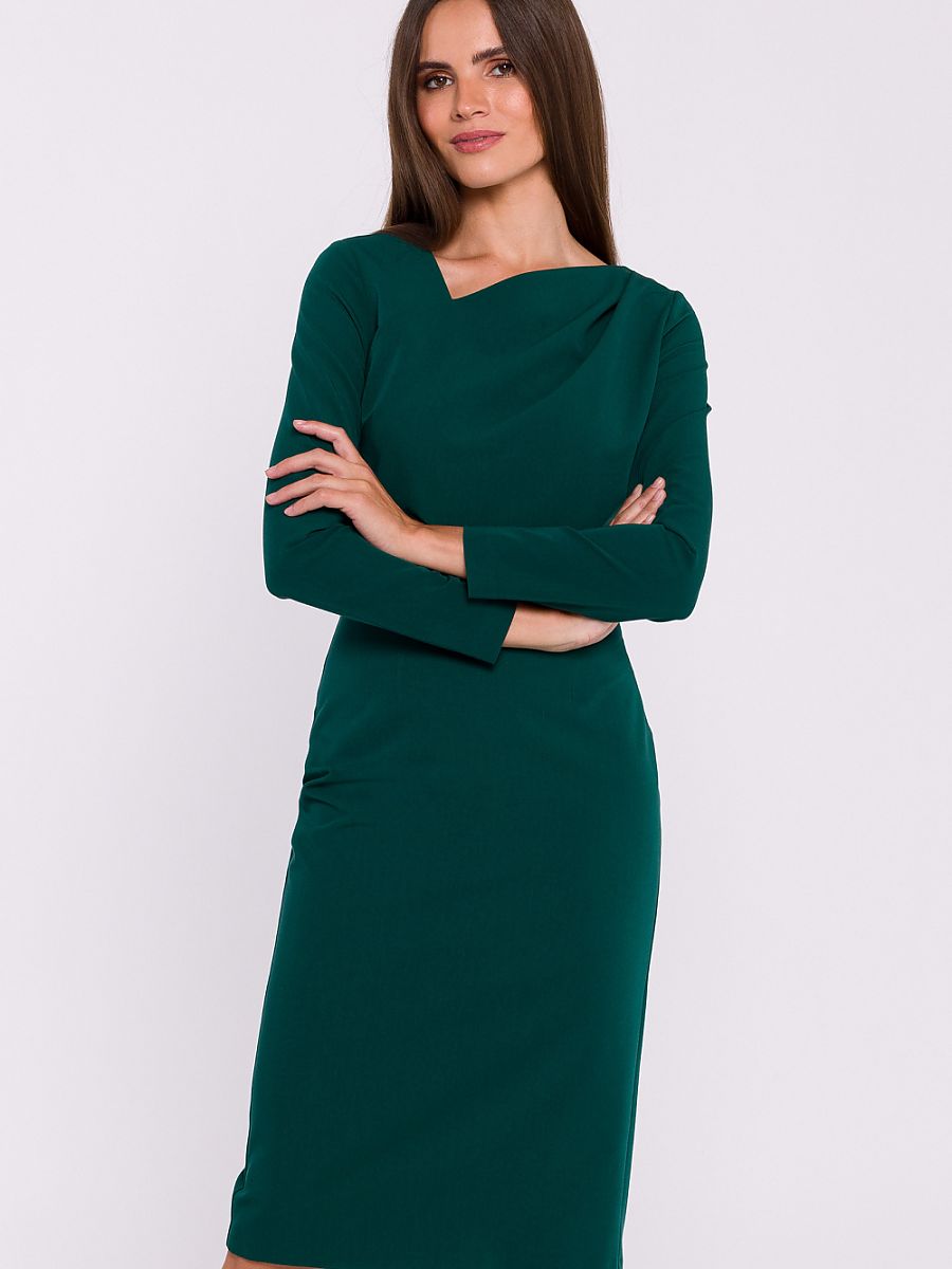 Robe fourreau Aurélie, coloris vert sapin, photo 1