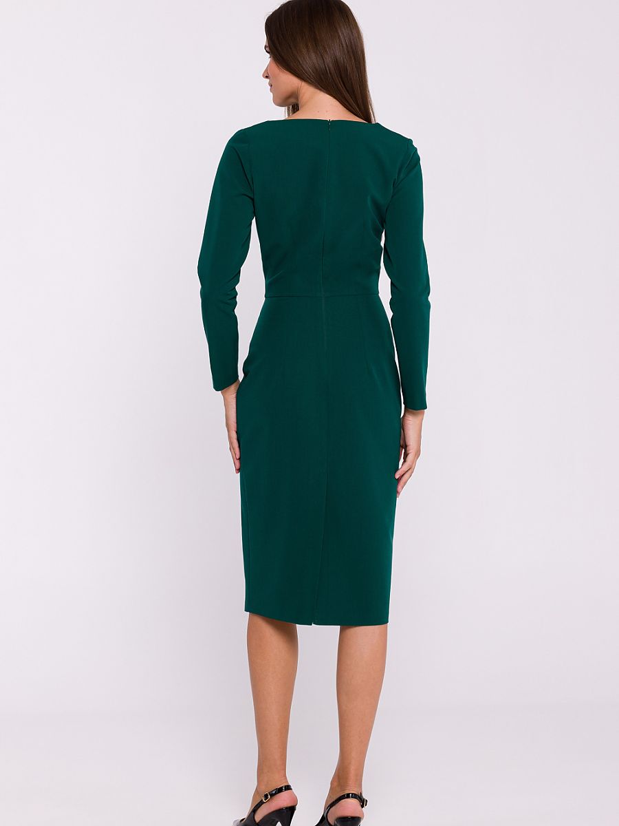 Robe fourreau Aurélie, coloris vert sapin, photo 3