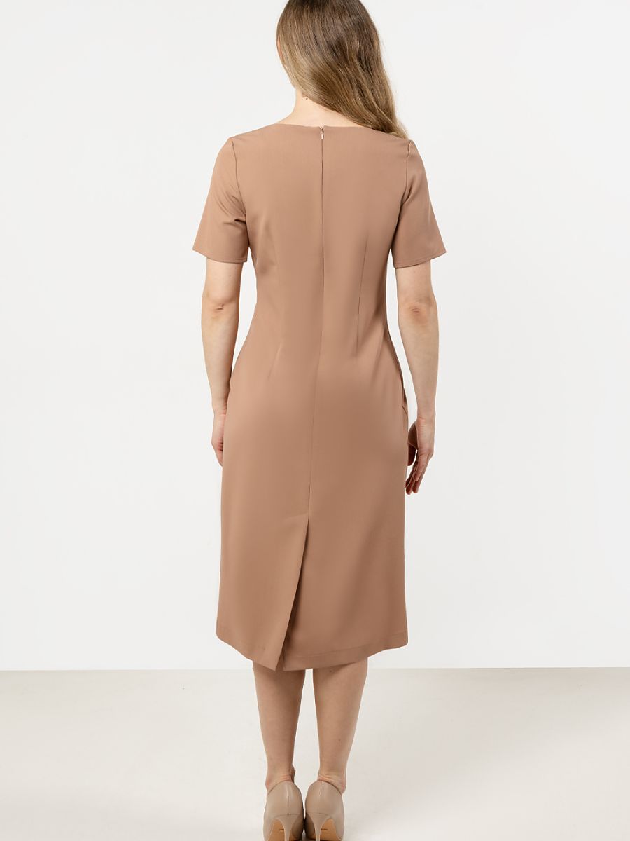 Robe fourreau Clara, coloris camel, photo 3