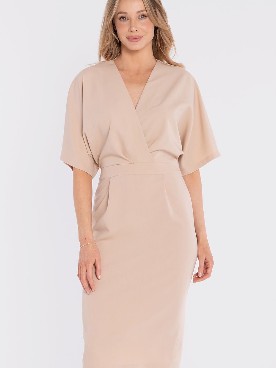 Robe fourreau Olympe kimono, coloris beige, photo 1