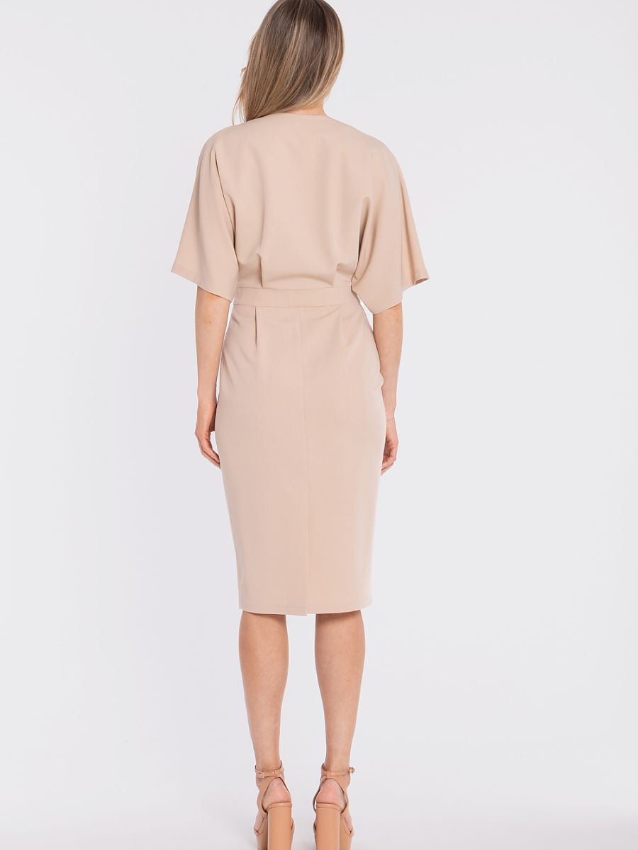 Robe fourreau Olympe kimono, coloris beige, photo 3
