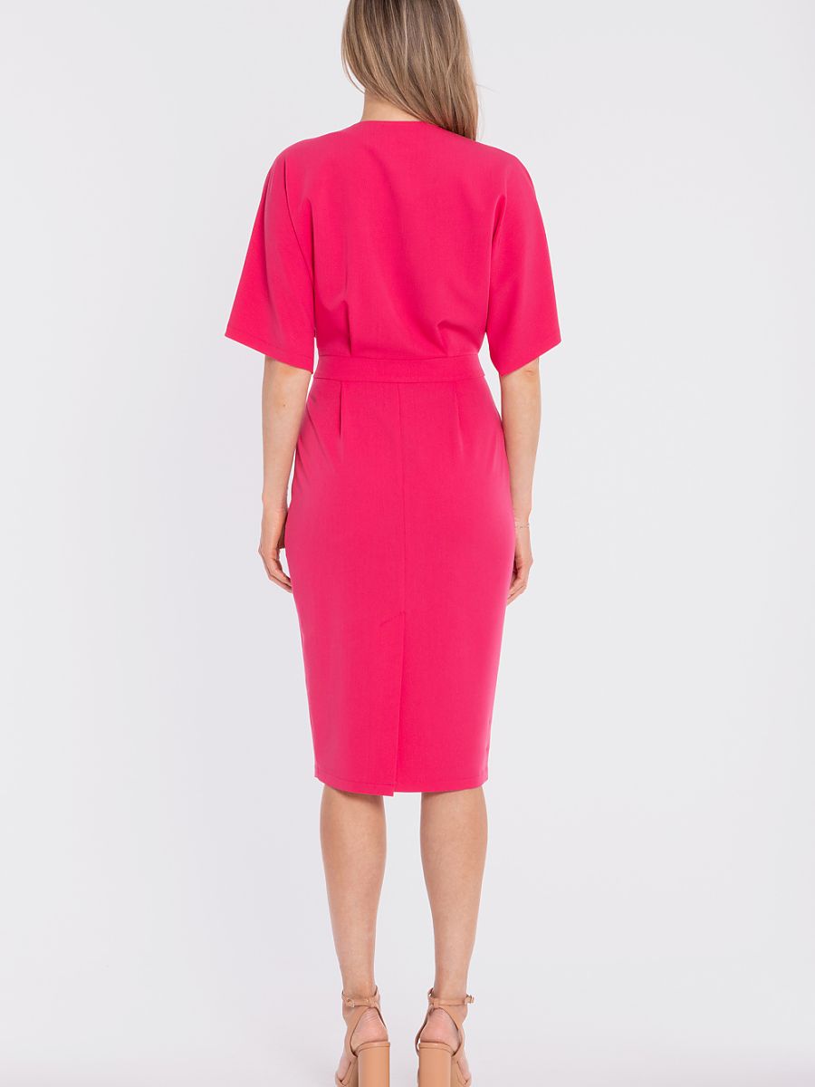 Robe fourreau Olympe kimono, coloris fuchsia, photo 3