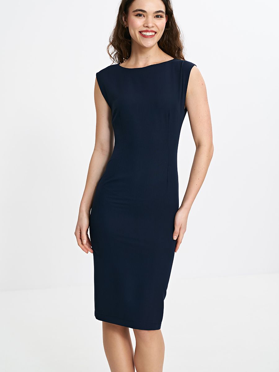 Robe fourreau Marine, coloris bleu marine, photo 1