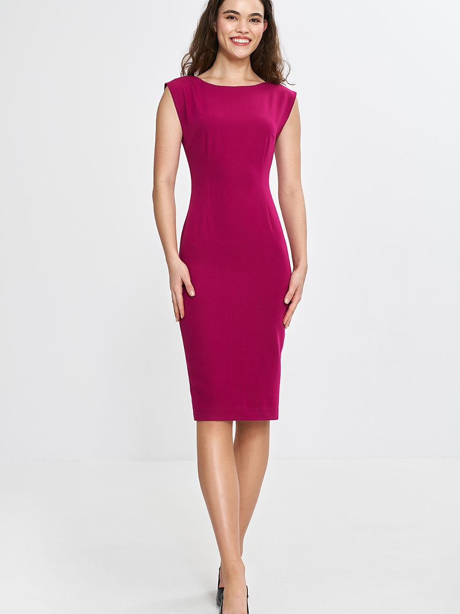 Robe fourreau Marine, coloris fuchsia, photo 2
