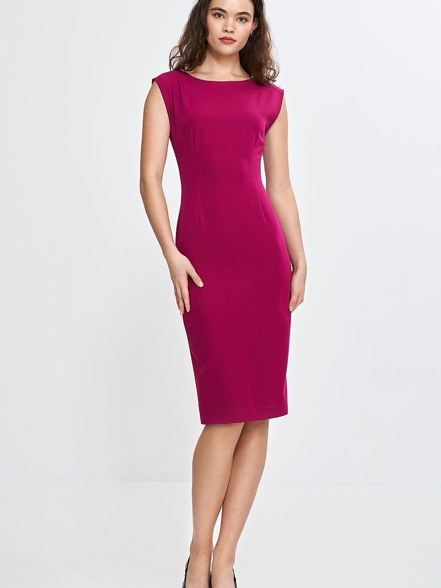Robe fourreau Marine, coloris fuchsia, photo 4