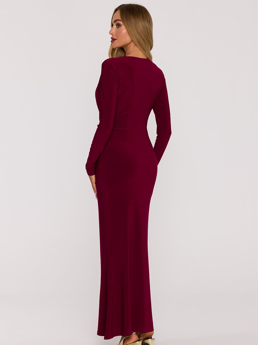 Robe longue Victoire à foulard, coloris bordeaux, photo 3