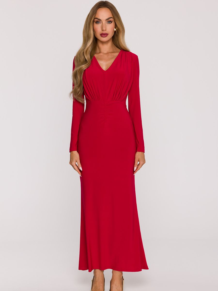 Robe longue Victoire à foulard, coloris rouge, photo 2