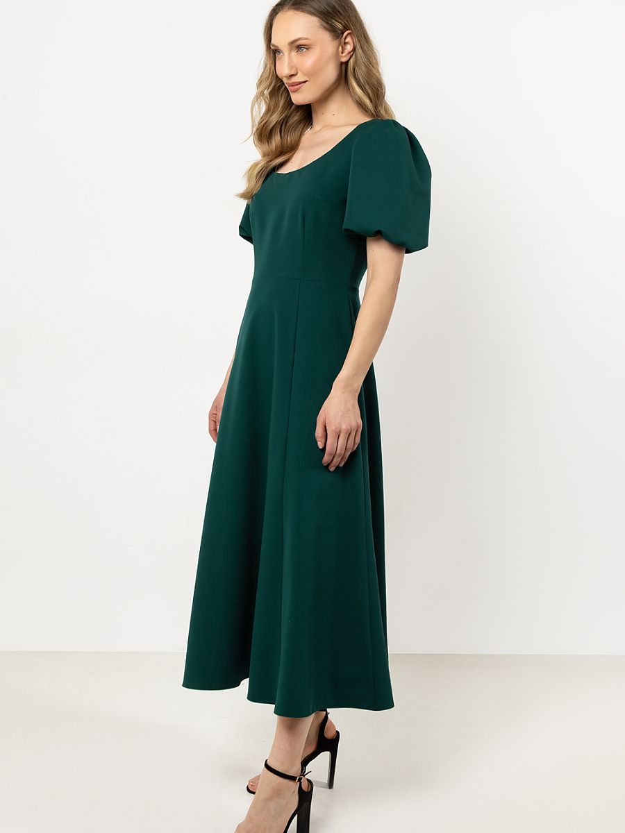 Robe longue Joséphine, coloris vert sapin, photo 2
