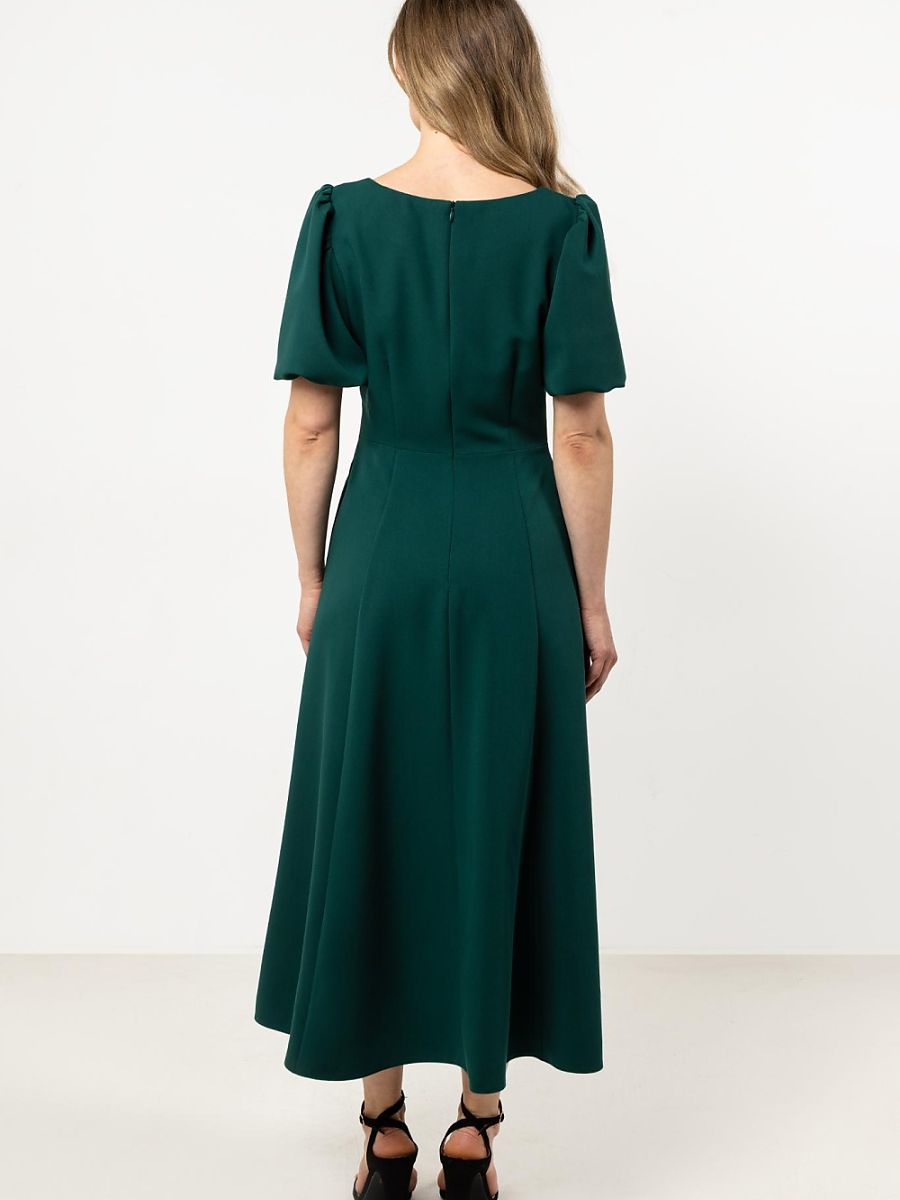 Robe longue Joséphine, coloris vert sapin, photo 3