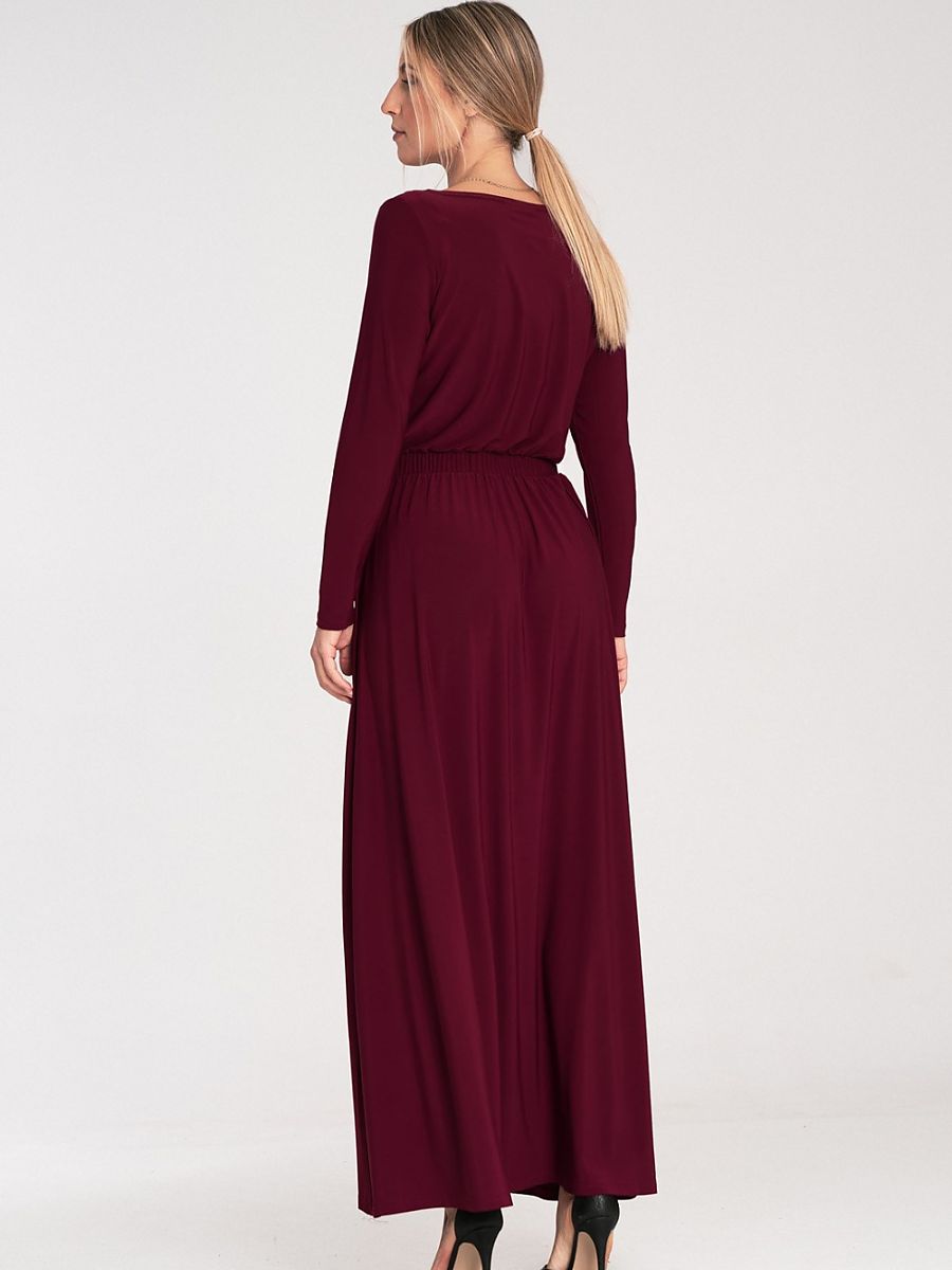 Robe longue Albane, coloris bordeaux, photo 2