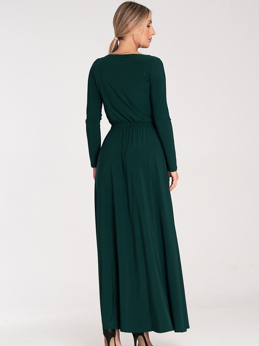 Robe longue Albane, coloris vert sapin, photo 2