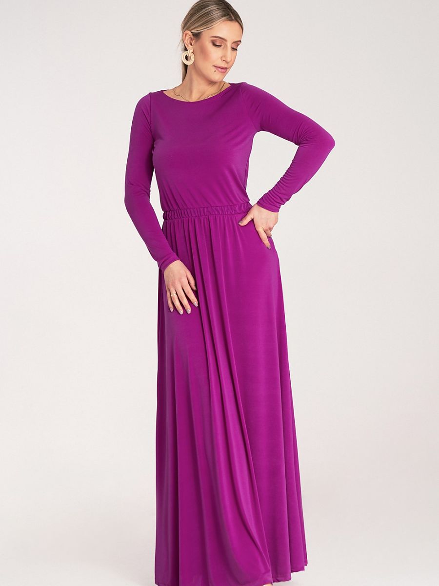 Robe longue Héloïse, coloris prune, photo 4