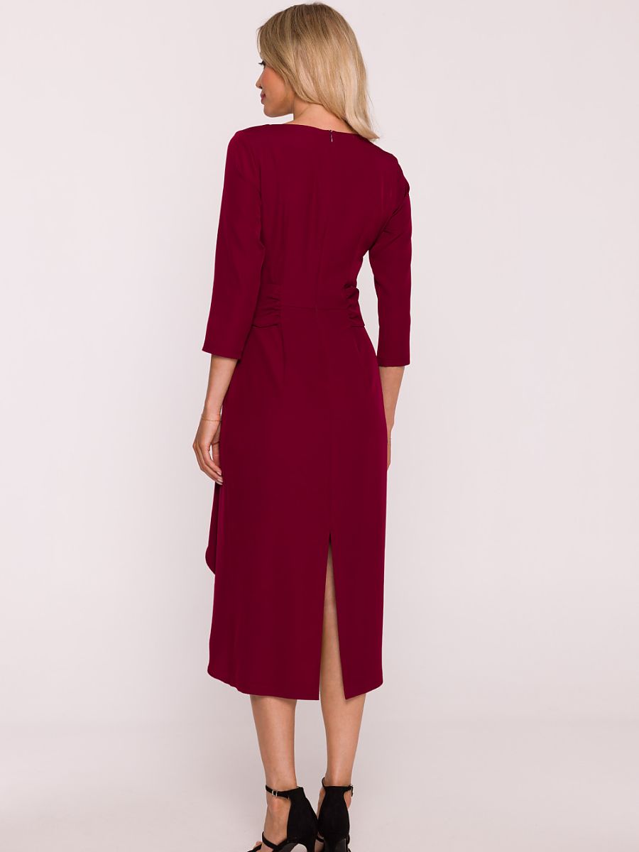 Robe midi Éléonore à cascade, coloris bordeaux, photo 3