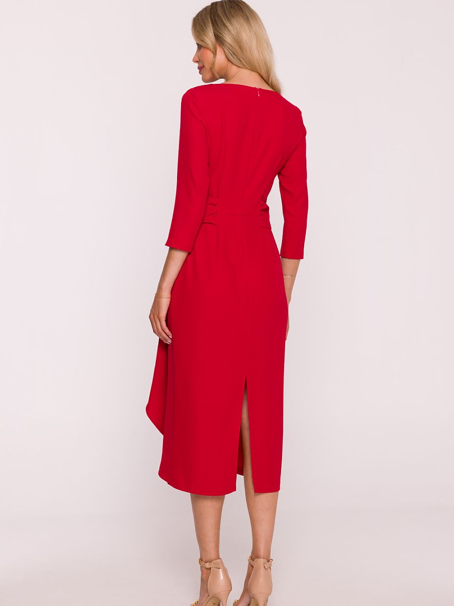 Robe midi Éléonore à cascade, coloris rouge, photo 3