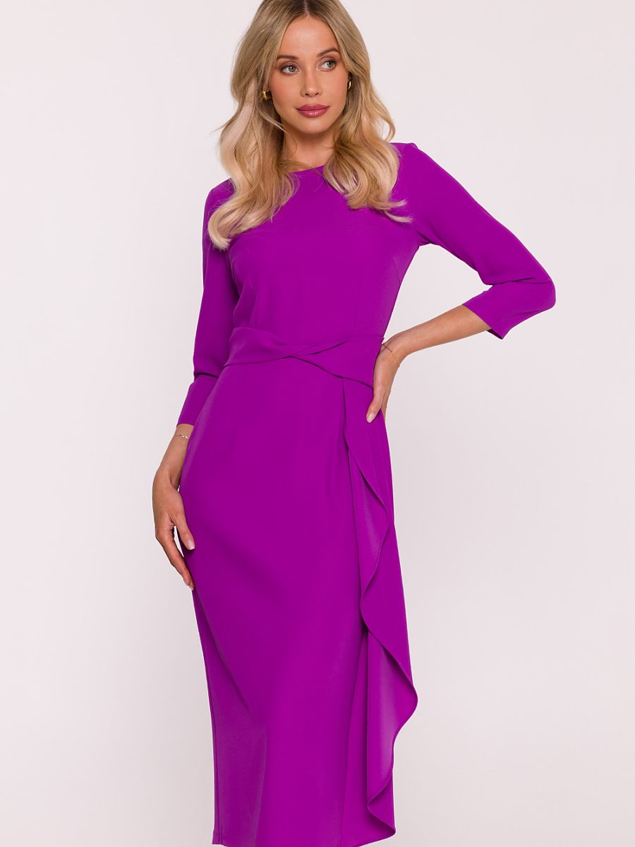 Robe midi Éléonore à cascade, coloris violet, photo 1