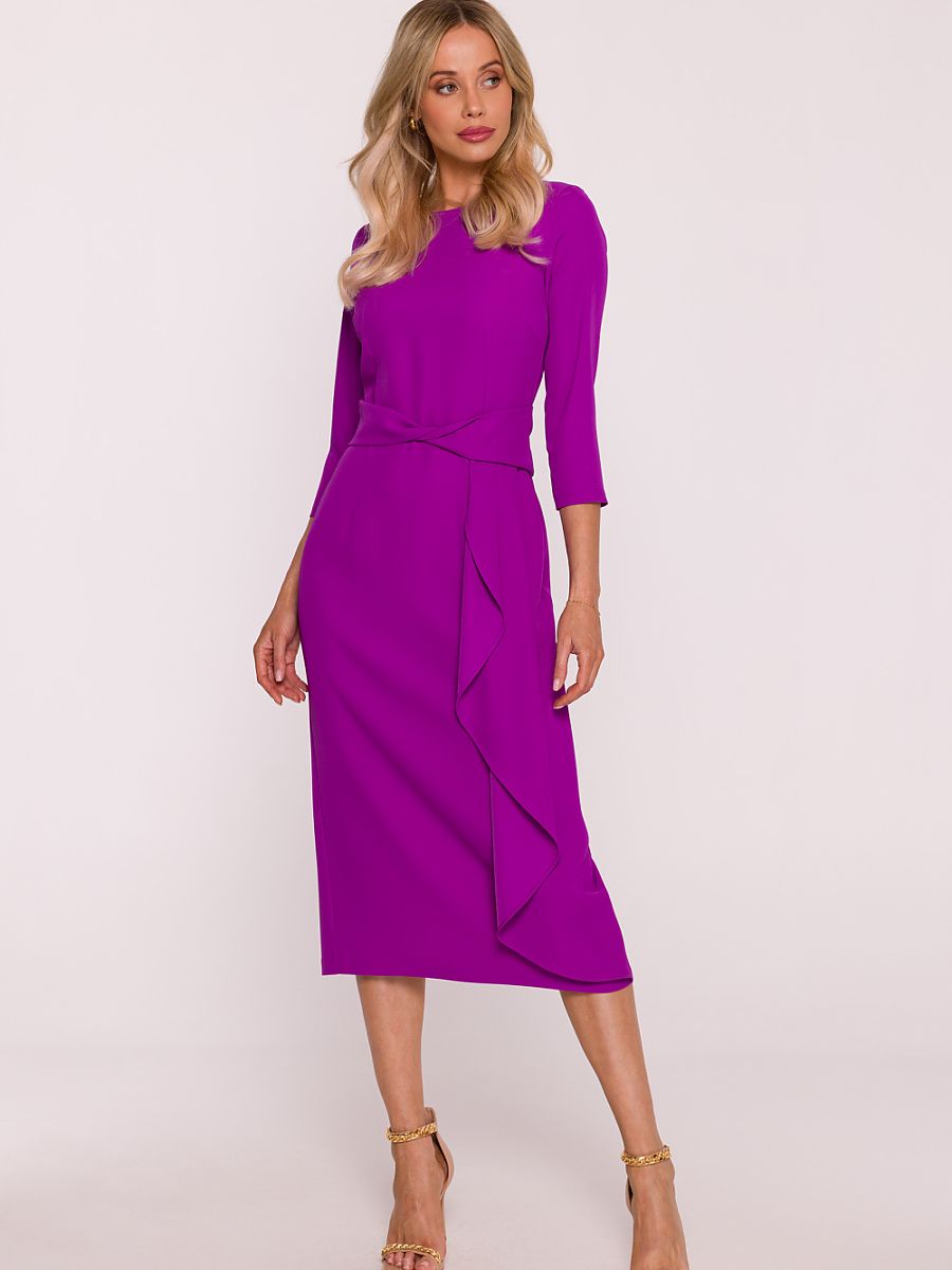 Robe midi Éléonore à cascade, coloris violet, photo 2