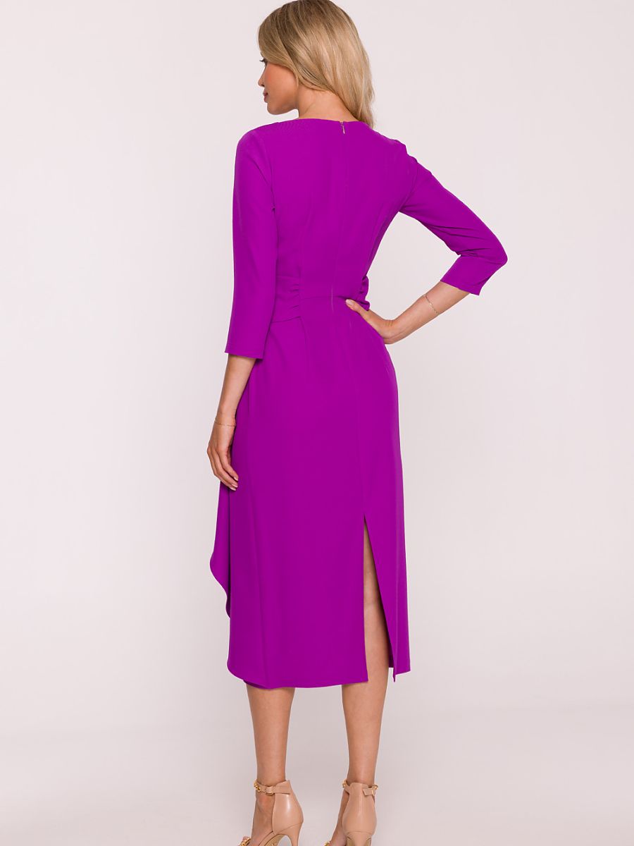 Robe midi Éléonore à cascade, coloris violet, photo 3