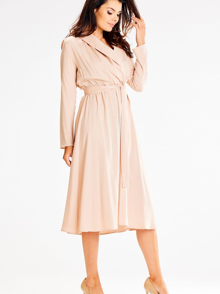 Robe midi Agathe col châle, coloris beige, photo 2