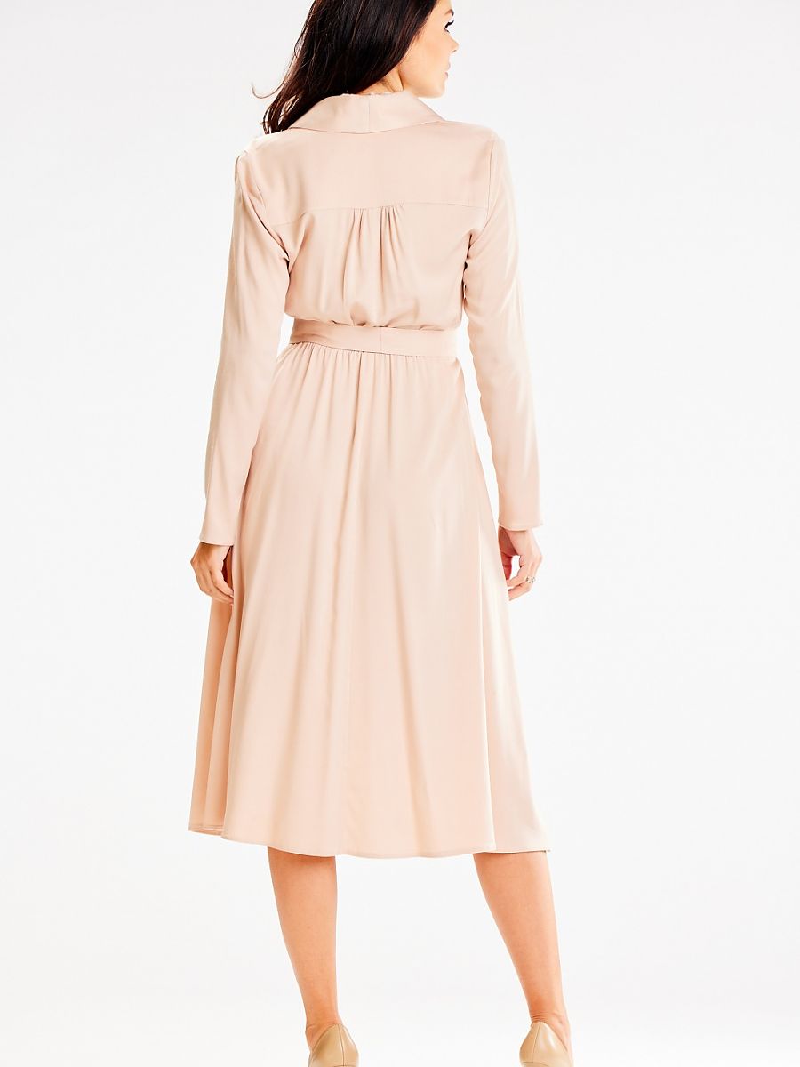 Robe midi Agathe col châle, coloris beige, photo 3