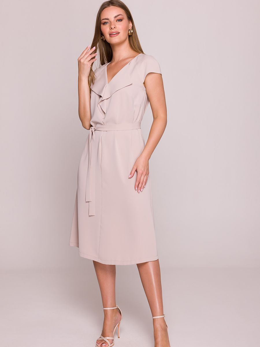 Robe midi Sophie à volant, coloris beige, photo 1