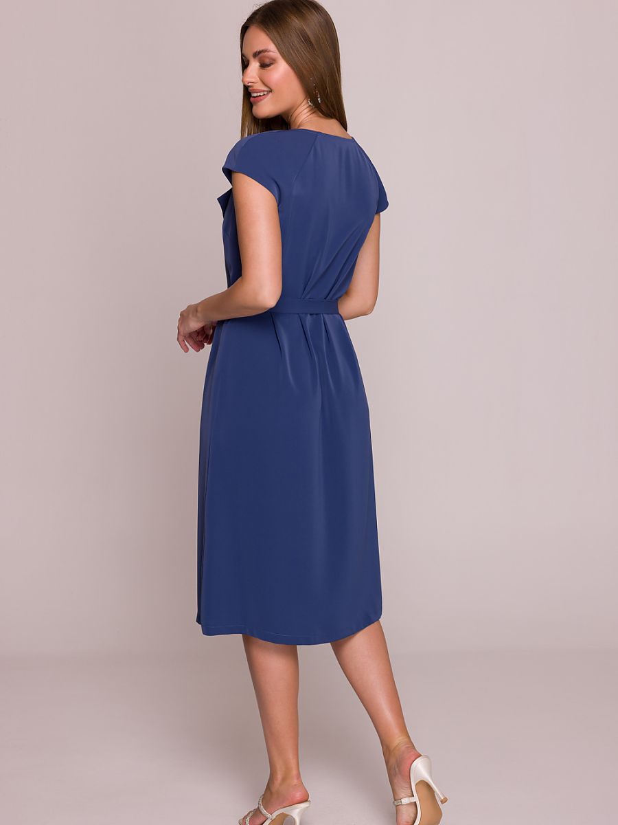 Robe midi Sophie à volant, coloris bleu marine, photo 2