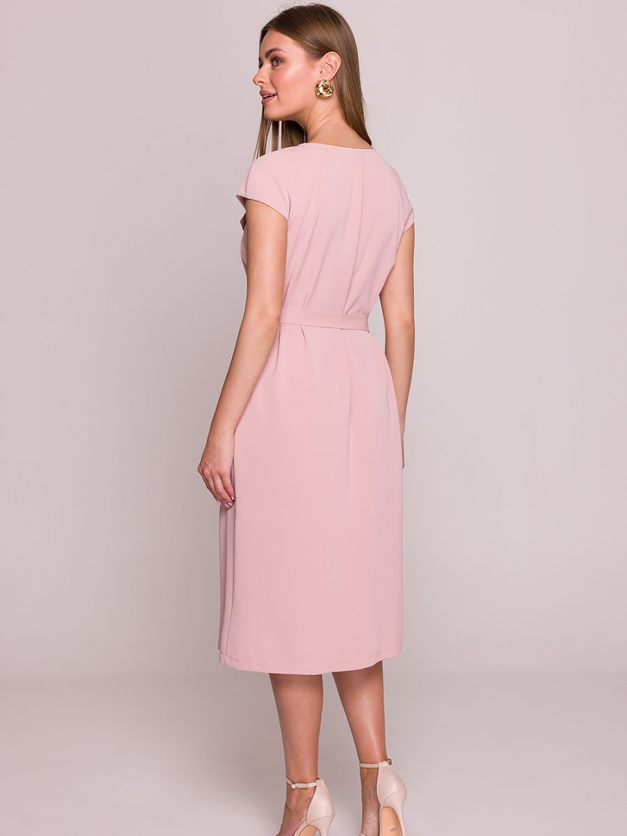 Robe midi Sophie à volant, coloris rose poudré, photo 2