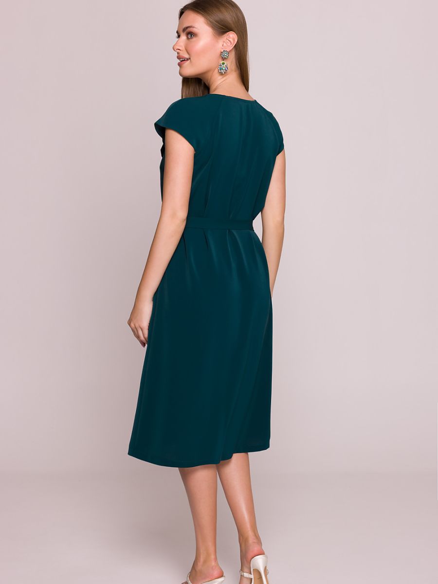 Robe midi Sophie à volant, coloris vert sapin, photo 2