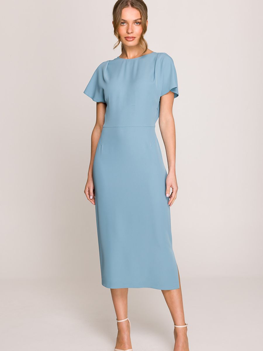 Robe midi droite Léonie, coloris bleu ciel, photo 1
