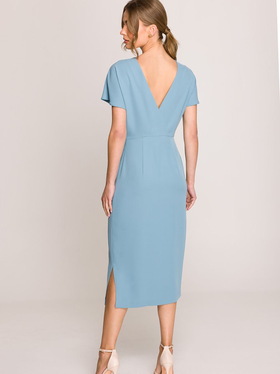Robe midi droite Léonie, coloris bleu ciel, photo 2