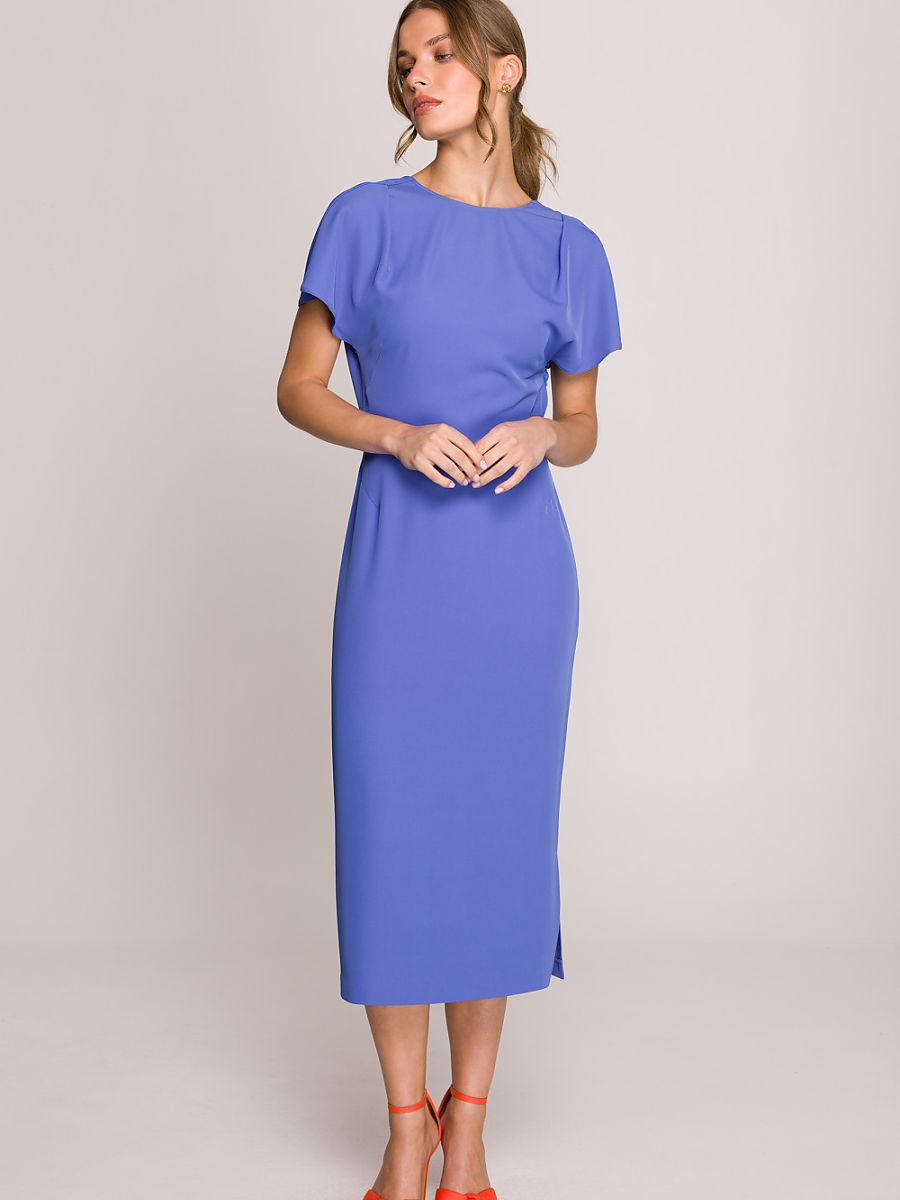 Robe midi droite Léonie, coloris bleu lavande, photo 1
