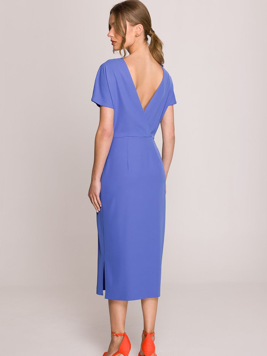 Robe midi droite Léonie, coloris bleu lavande, photo 2