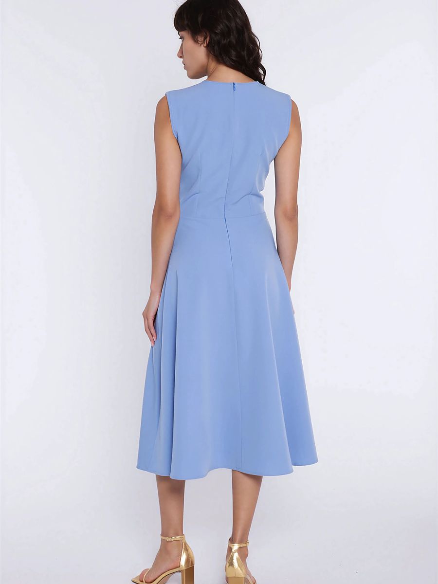 Robe midi Anne évasée, coloris bleu lavande, photo 3