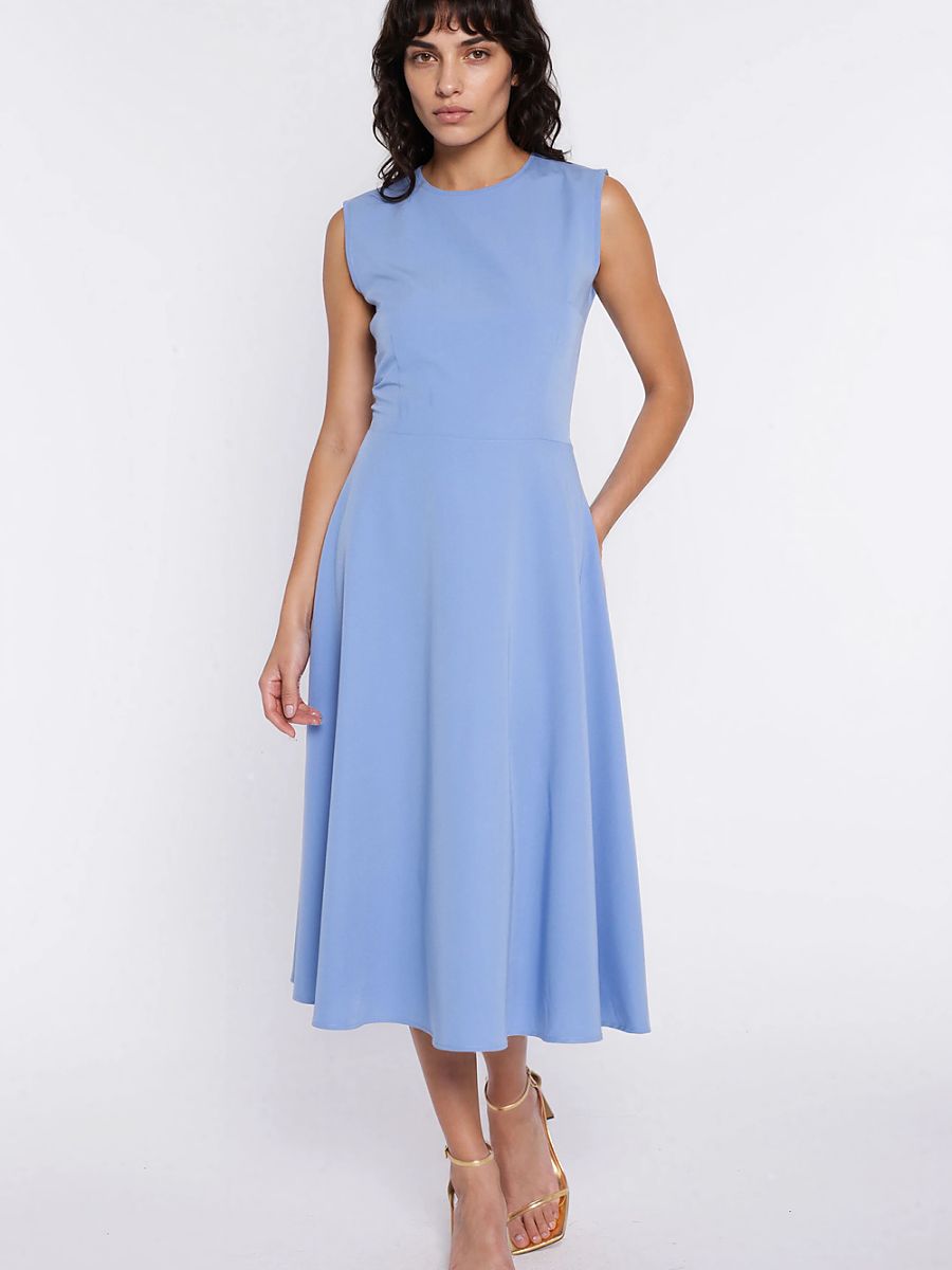 Robe midi Anne évasée, coloris bleu lavande, photo 4