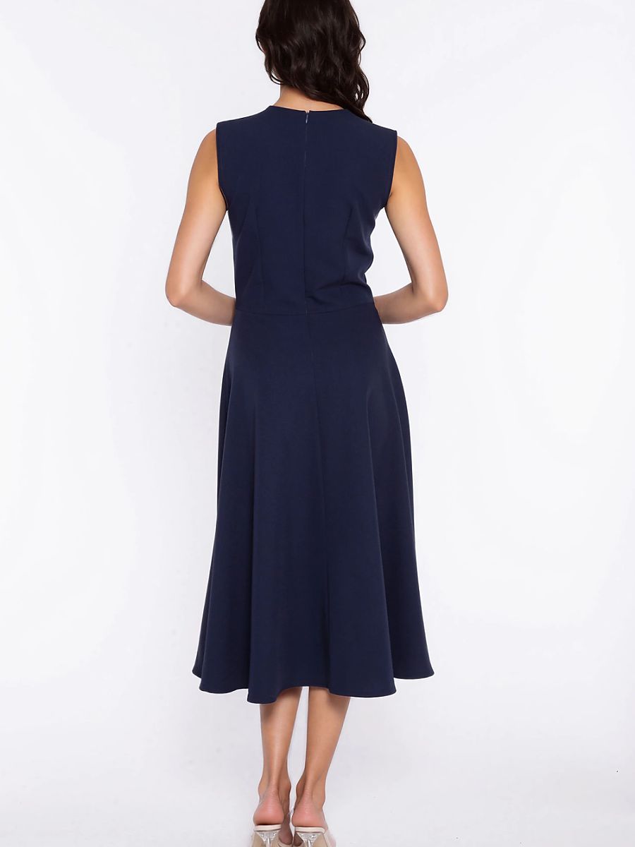 Robe midi Anne évasée, coloris bleu marine, photo 3