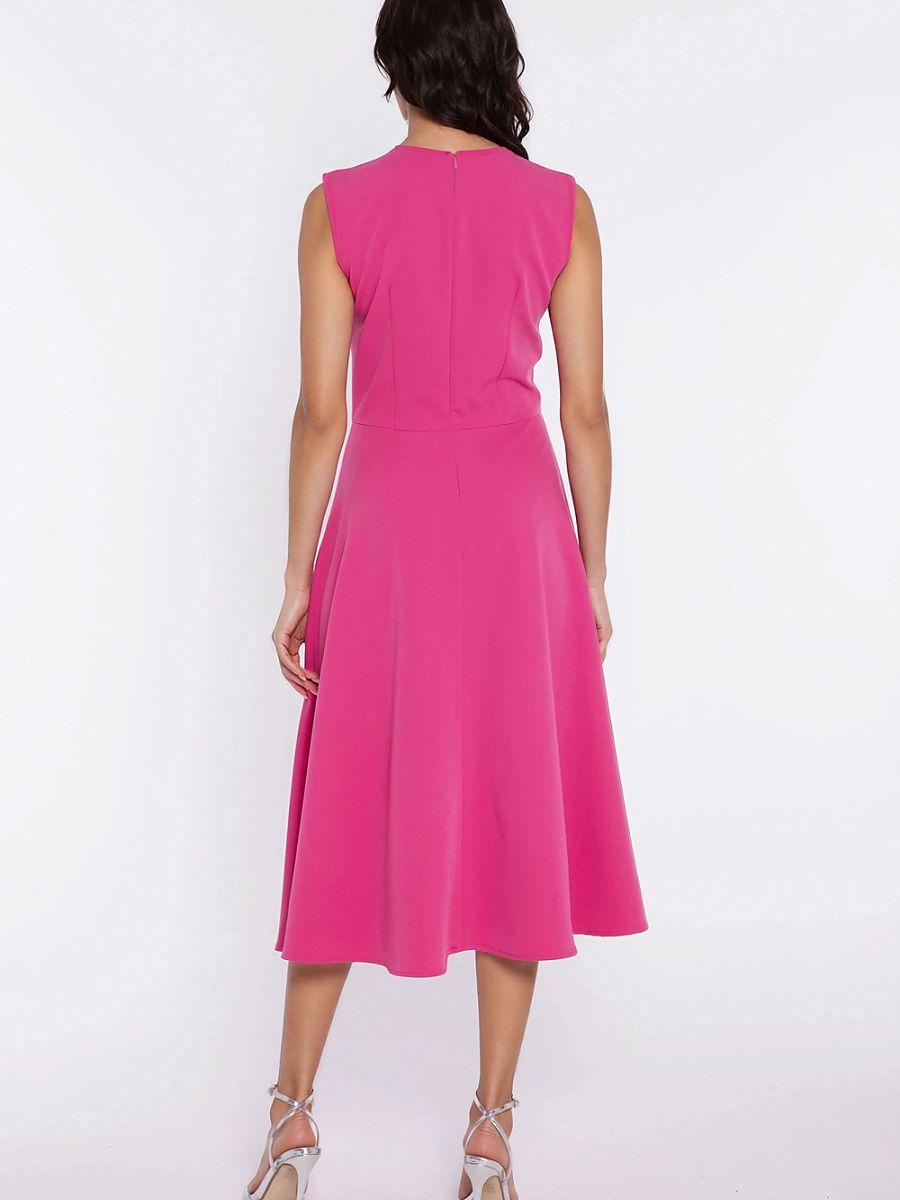 Robe midi Anne évasée, coloris fuchsia, photo 3