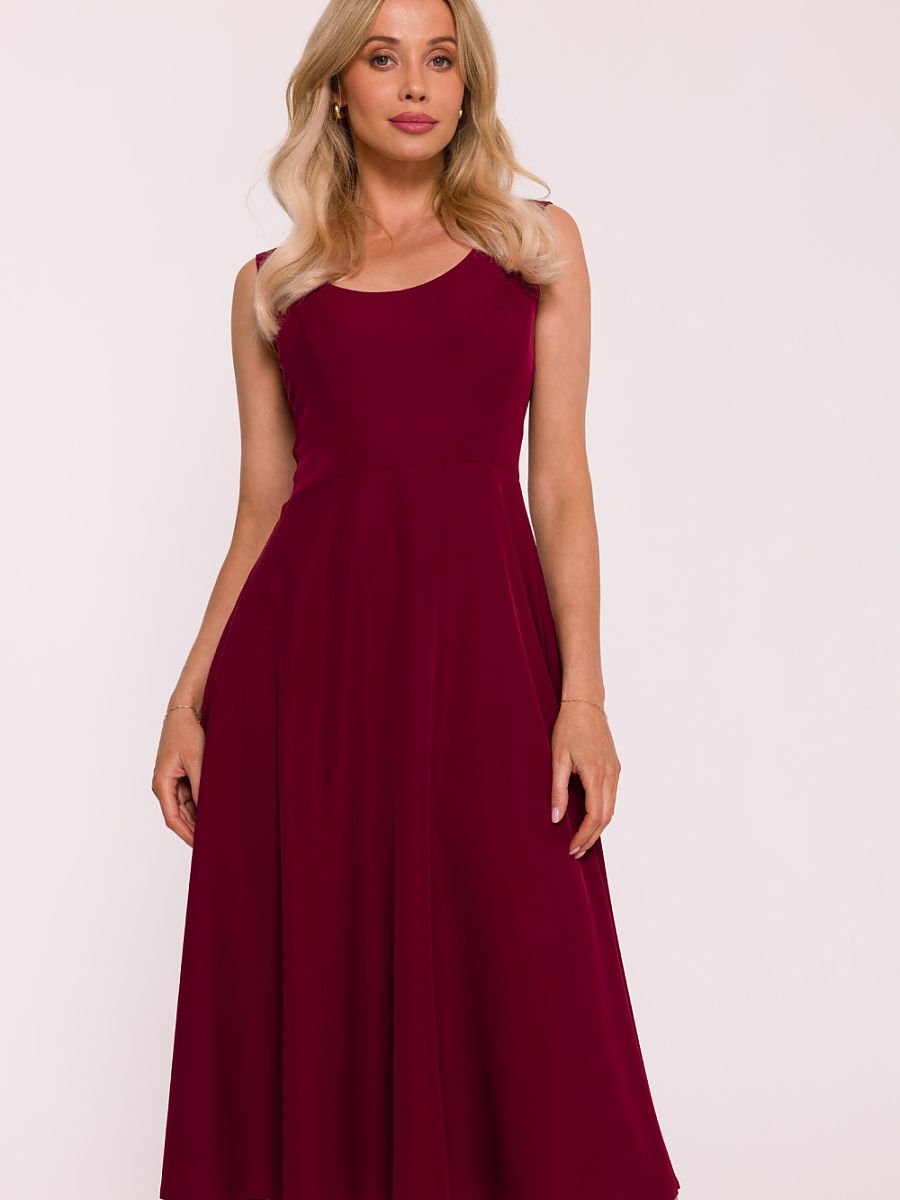 Robe midi Lucie évasée, coloris bordeaux, photo 1